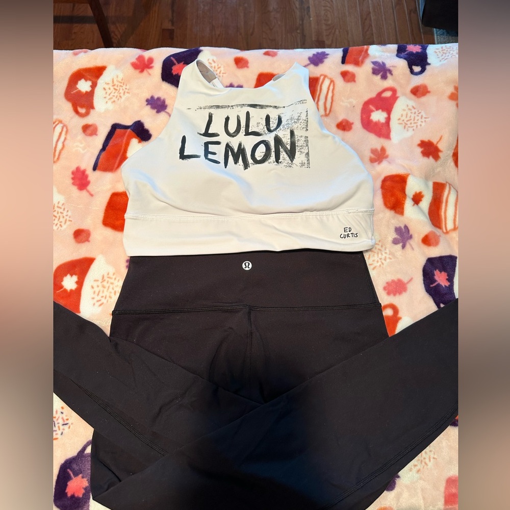 Lululemon White and Black Activewear Set